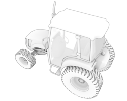 Medium farming tractor isolated on background. 3d rendering - illustration png