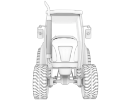 Medium farming tractor isolated on background. 3d rendering - illustration png