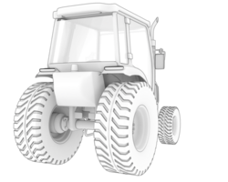 Medium farming tractor isolated on background. 3d rendering - illustration png