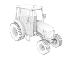 Medium farming tractor isolated on background. 3d rendering - illustration png