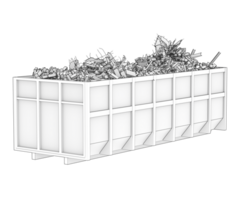 Industrial disposal container isolated on background. 3d rendering - illustration png