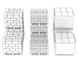 Concrete blocks isolated on background. 3d rendering - illustration png