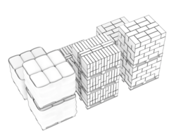 Concrete blocks isolated on background. 3d rendering - illustration png