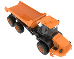 Articulated dump truck isolated on grey background. 3d rendering - illustration png