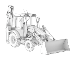 Backhoe loader isolated on background. 3d rendering - illustration png