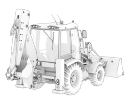 Backhoe loader isolated on background. 3d rendering - illustration png