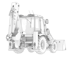 Backhoe loader isolated on background. 3d rendering - illustration png