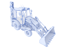 Backhoe loader isolated on background. 3d rendering - illustration png