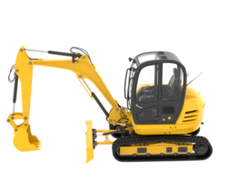 Compact excavator isolated on background. 3d rendering - illustration png