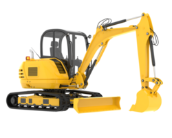 Compact excavator isolated on background. 3d rendering - illustration png