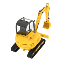 Compact excavator isolated on background. 3d rendering - illustration png