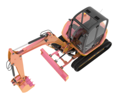 Compact excavator isolated on background. 3d rendering - illustration png