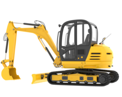 Compact excavator isolated on background. 3d rendering - illustration png