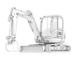 Compact excavator isolated on background. 3d rendering - illustration png