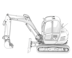 compacto excavador aislado en antecedentes. 3d representación - ilustración png