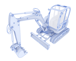 Compact excavator isolated on background. 3d rendering - illustration png