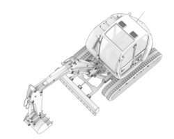 Compact excavator isolated on background. 3d rendering - illustration png