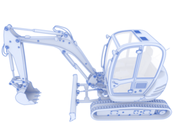 Compact excavator isolated on background. 3d rendering - illustration png
