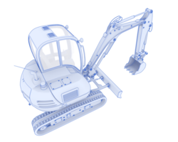 Compact excavator isolated on background. 3d rendering - illustration png