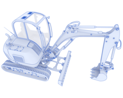 Compact excavator isolated on background. 3d rendering - illustration png