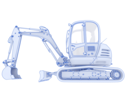 Compact excavator isolated on background. 3d rendering - illustration png