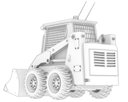 Skid steer loader isolated on background. 3d rendering - illustration png