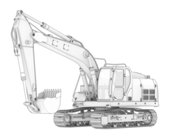 Track excavator isolated on background. 3d rendering - illustration png