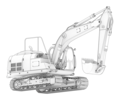 Track excavator isolated on background. 3d rendering - illustration png