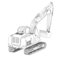 Track excavator isolated on background. 3d rendering - illustration png