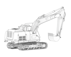 Track excavator isolated on background. 3d rendering - illustration png