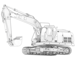 Track excavator isolated on background. 3d rendering - illustration png