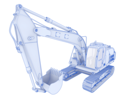 Track excavator isolated on background. 3d rendering - illustration png