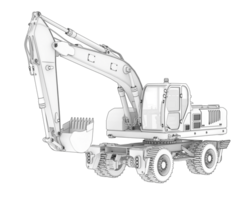 Wheel excavator isolated on background. 3d rendering - illustration png