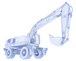 Wheel excavator isolated on background. 3d rendering - illustration png