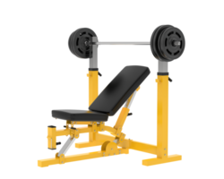 Flat weight bench isolated on background. 3d rendering - illustration png