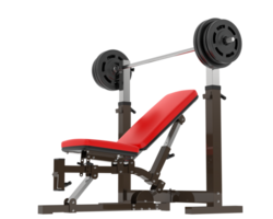 Flat weight bench isolated on background. 3d rendering - illustration png