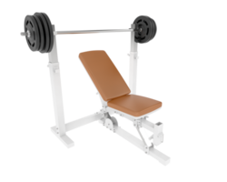 Flat weight bench isolated on background. 3d rendering - illustration png