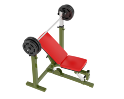 Flat weight bench isolated on background. 3d rendering - illustration png