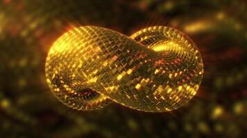 Shiny looped spiral. Motion. Bright shiny spiral moves slowly on blurry repeating background. Beautiful stylish animation of shiny 3d spiral video