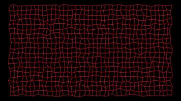 Yellow and red grid. Animation. A bright thin large grid on a black background that bends and sways slightly in abstraction. video