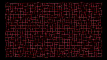 Yellow and red grid. Animation. A bright thin large grid on a black background that bends and sways slightly in abstraction. video