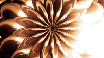 abstrakt radial Blumen- kaleidoskopisch Muster auf ein dunkel Hintergrund, nahtlos Schleife. Bewegung. langsam Ändern Blume Knospe gestalten mit Blütenblätter. video