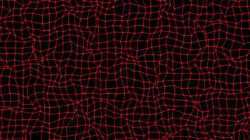 Grid with dots is moving slowly in waves. Animation. Grid with dots moves like surface of water. Surface is made of wavy grid with dots on black background video