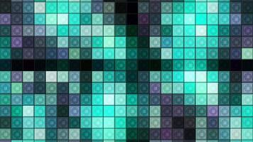 Hintergrund von bunt blinkt Quadrate im Disko Stil. Bewegung. Disko Hintergrund mit schön blinkt Quadrate. bunt Mosaik Quadrate blinken mit anders Farben video