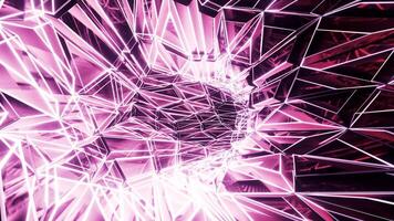 Crystal 3d Tunnel. Movement through virtual crystal tunnel. Bright mirror tunnel in cyberspace video