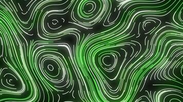 Abstract colorful green and white wavy neon background with bending round shapes. Motion. Different size stains formed by narrow stripes. video