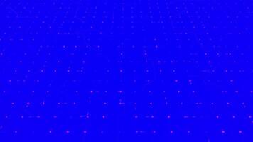 Bright blue background with rows of points and moving stripes. Animation. Flowing abstract surface with running impulses among dots, seamless loop. video