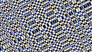 uma único conjunto do gráfico efeitos com azul e branco retangular formas. Projeto. fiação caleidoscópico padronizar com falha efeito. video