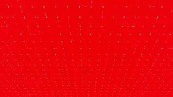 Bright red background with rows of points and moving stripes. Animation. Flowing abstract surface with running impulses among dots, seamless loop. video