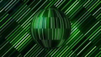 Rotating ball of shiny lines. Motion. Beautiful festive background with rotating ball and shiny lines. Shiny vertical lines on colored ball video